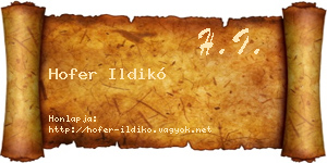 Hofer Ildikó névjegykártya